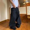 Kot Hip Hop Kaya Nakış Desen Erkek Kadın Yeni Moda Streetweet Retro Harajuku Yüksek Bel Geniş Bacak Kot Pantolon