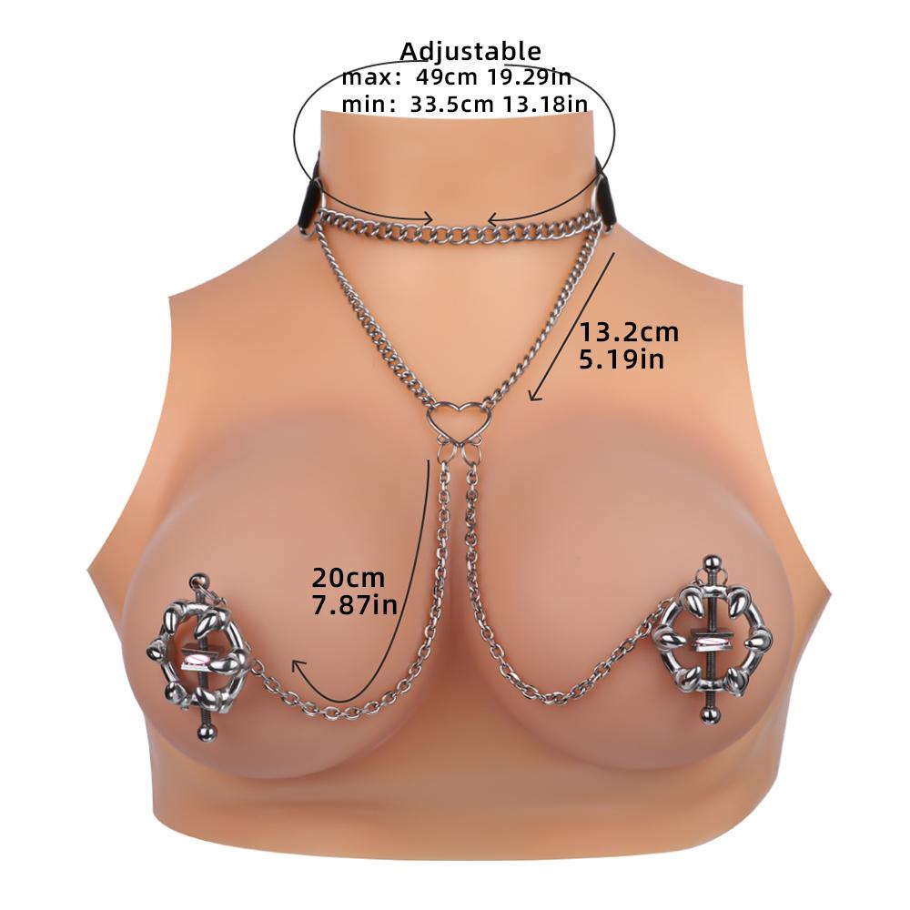 QKKQ Ring Shaped Nipple Clamps Skin Friendly Metal Clamps Breast Clips Strapon Steel Chain BDSM Breast Bondage Nipple Clips