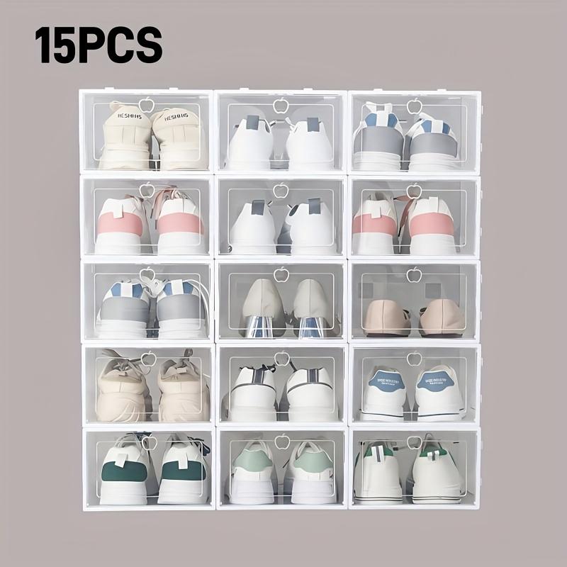 15pcs Transparent Shoe Storage Boxes - Space-Saving Foldable Shoe Organizer, for Sneakers, Boots, and Shoes - Pp Material, Shoe Storage Organizer