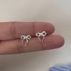 Women's Sterling Silver Simple Small Ribbon Earrings
