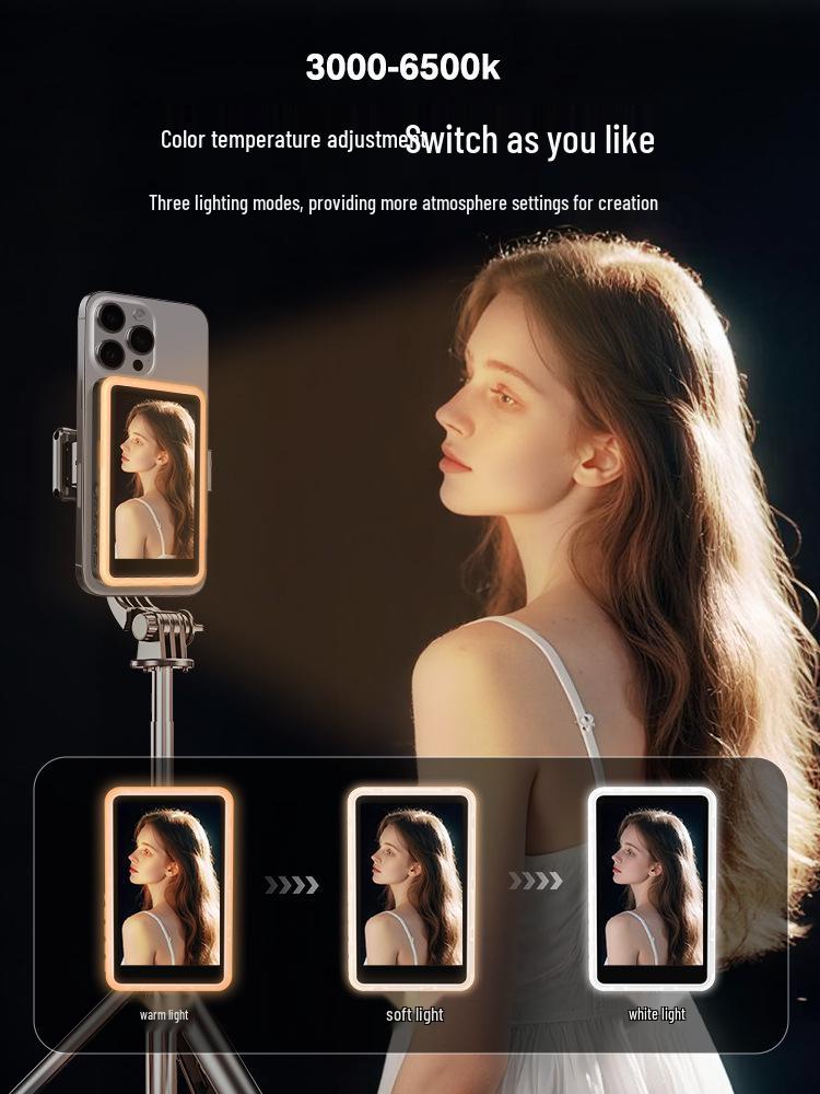Bluetooth Magnetic Selfie Display: Outdoor Screen Mirroring, Fill Light & Rear Monitor for Live Streaming