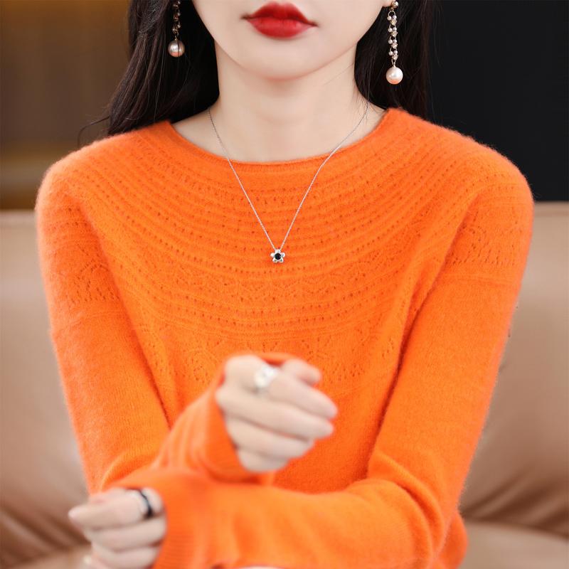 Γυναικείο πουλόβερ με στρογγυλή λαιμόκοψη, κασμίρι Qinghe, 30% κασμίρι 70% μαλλί, χειμερινό πλεκτό πουλόβερ φθινοπωρινό πουλόβερ κασμίρ πουλόβερ