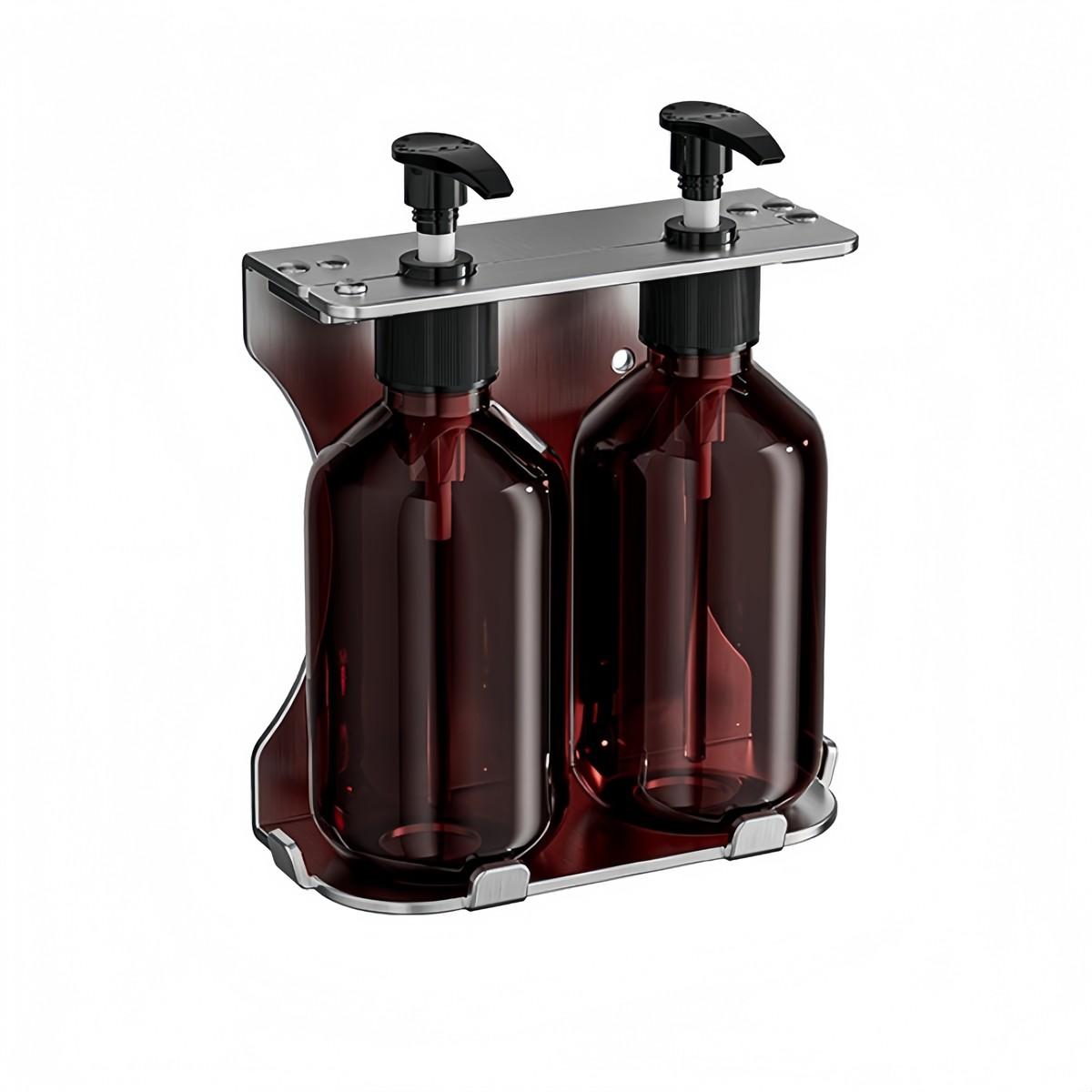 Wall Mounted Manual Soap Dispenser for Shampoo Shower Gel and Conditioner 2 Bottles