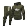 Men's Solid Color Flag Print Hooded Universal Versatile Hooded Sweatshirt Sweatpants Casual Sports Suit