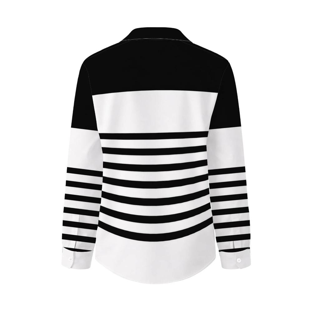 Stylish lapel striped long-sleeved shirt, simple commuter single-breasted cardigan top