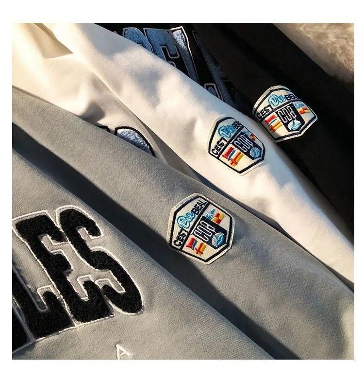 Men's Retro Embroidered V-Neck Sweatshirt - 2022 Spring Trend, Versatile, Loose-Fit Casual Jacket for Students & Couples