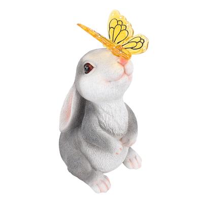 Solar Garden Statue Outdoor Decor Rabbit with Changing Lights Housewarming Bunny Outdoor Decor for