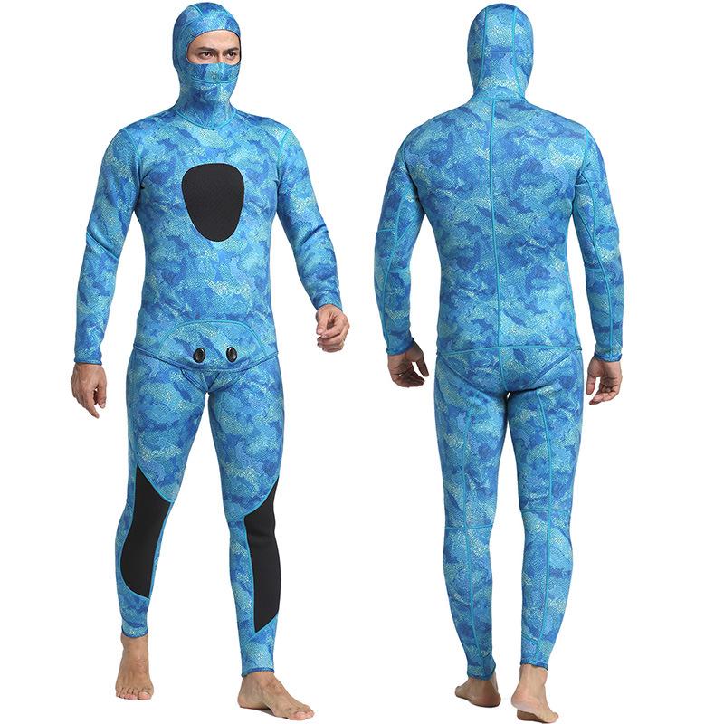 3mm Men's Camouflage Two-Piece Wetsuit for Fishing, Hunting, Diving, and Surfing