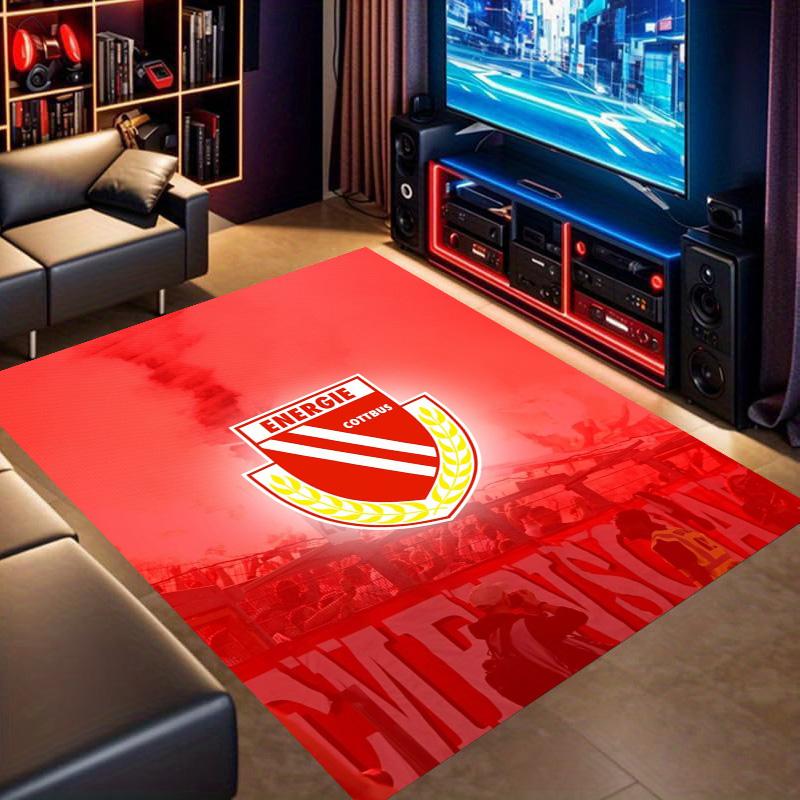 Energie Cottbus Club Crest Red Background Print Area Rug Non‑Slip Rectangular Floor Mat Soccer Fan Gaming Living Bedroom Decor