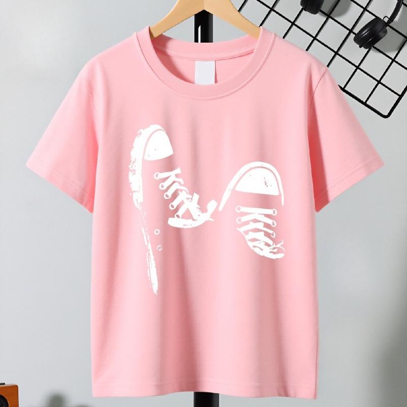 Kids Sneaker Print Crewneck Summer Short Sleeve Tee