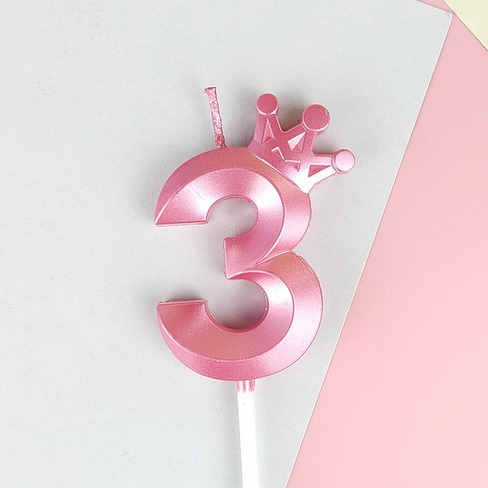 Pink Macaron Candy Color 0-9 Birthday Party Cake Decoration Baking Plug-in Creative Age Digital Candle