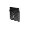 Saint Laurent Ysl Monogram Silver Logo Grainy Embossed Quilted Leather Card Holder Women Card Holder Black 423291-BOW02-1000