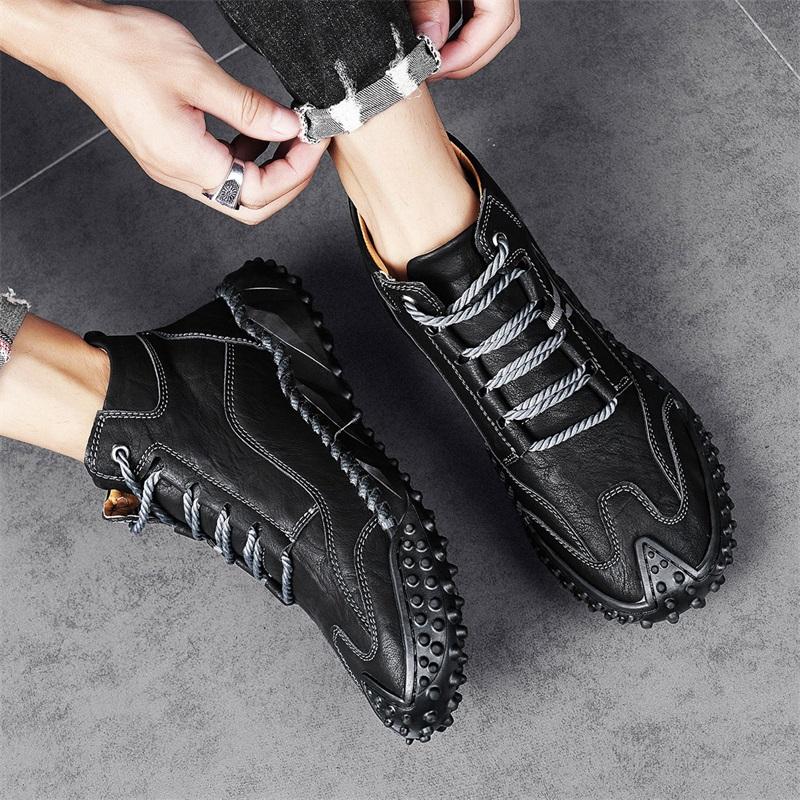 Schnürleder Herren Wanderschuhe Outdoor Trekking Schuhe Neues Herbstdesign Sneaker Rutschfeste Freizeit Lederschuhe Stiefeletten