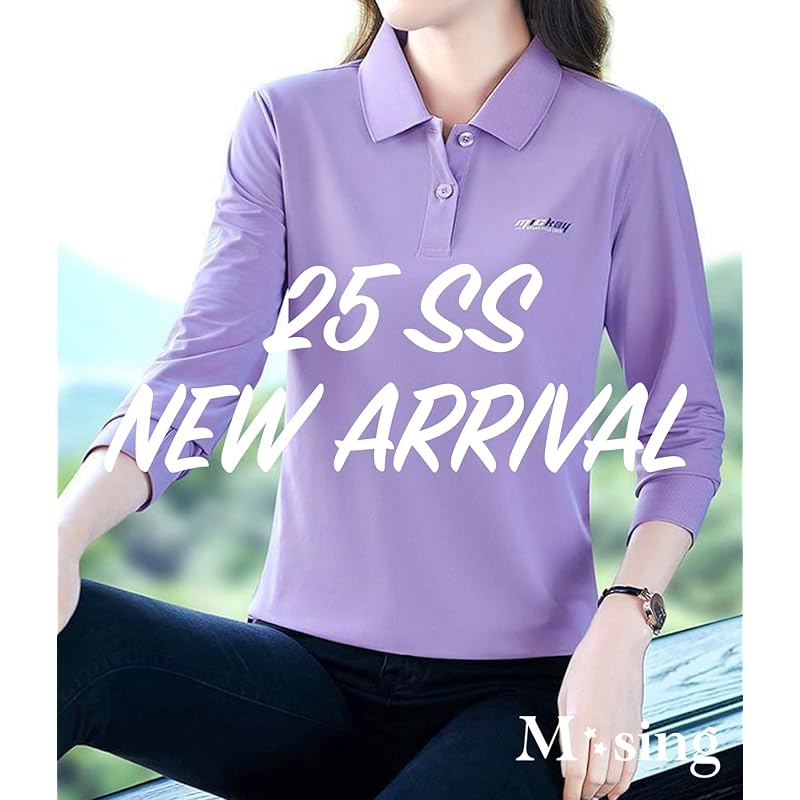 [M-Thing] Polo Shirt Long Sleeve Tops with Collar Breathable Sports Golf Wear Relaxing Ladies Spring Summer Autumn Big Size Comfortable Clothes with