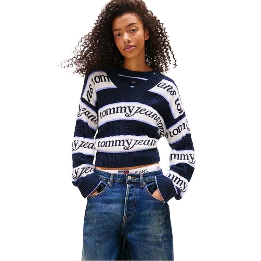 Tommy Jeans Womens/Ladies Striped V Neck Top