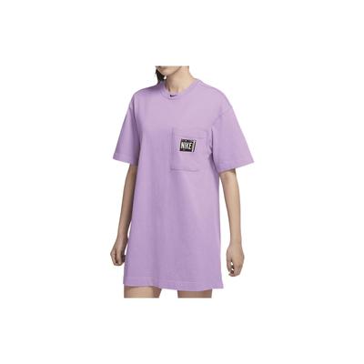 Solid Color Letter Logo Short Sleeve Dress Women Dresses Purple CZ9863-597