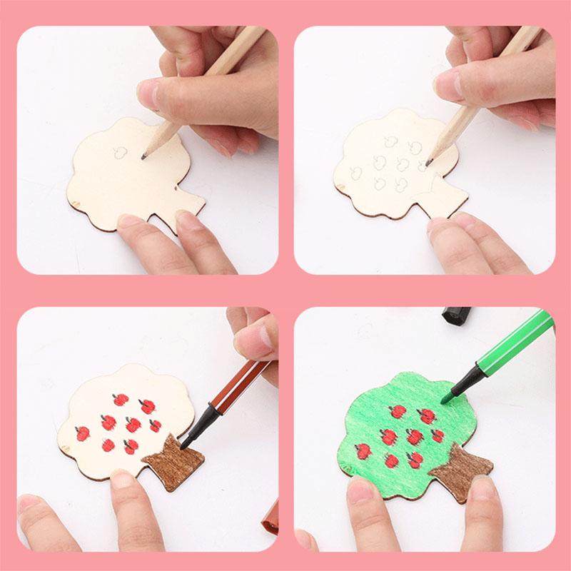Non-Toxic 20Pcs Montessori Kids Drawing Toys Wooden Diy Painting Stencils Set Craft Toy Coloring Puzzle Educational Toys For Children Gift