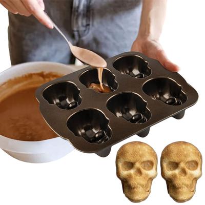 Moldes de Calavera de Halloween para Pastel 6 Cavidades Esqueleto Moldes de Chocolate Antiadherentes Fabricante de Caramelos Acero Inoxidable para Chocolate Caramelo Pastel