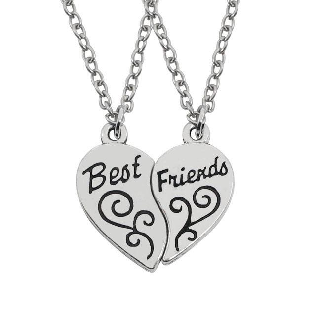 Zircon Best Friend Zircon Love Couple Pendant Necklace 2 Pcs/ Set Rainbow Broken Heart BFF Good Friends Friendship Jewelry Gift