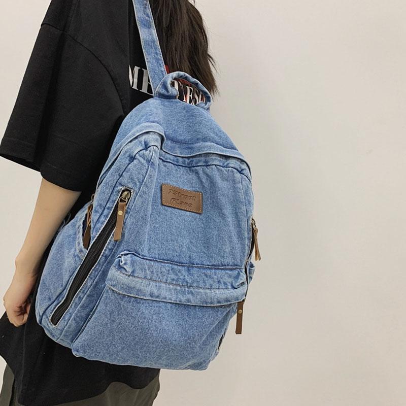 Denim Women's Backpack Fashion Student School Bag Lightweight Women Travel Backpacks College Girls School Backpack