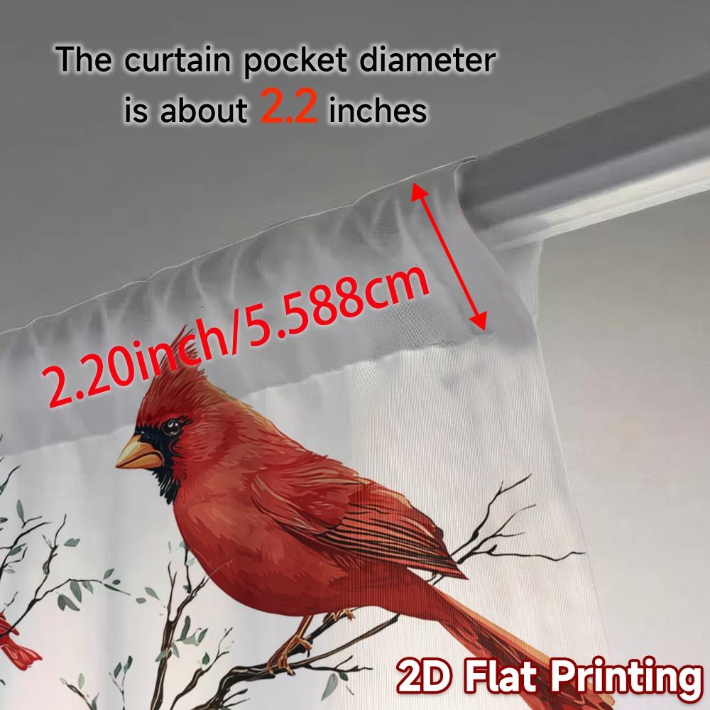 2D Flat Printing  JIT 2pcs   Curtains (Without Rod) Cardinal Whispers Modern Light Filtering Curtains Yarn Curtains Decorations