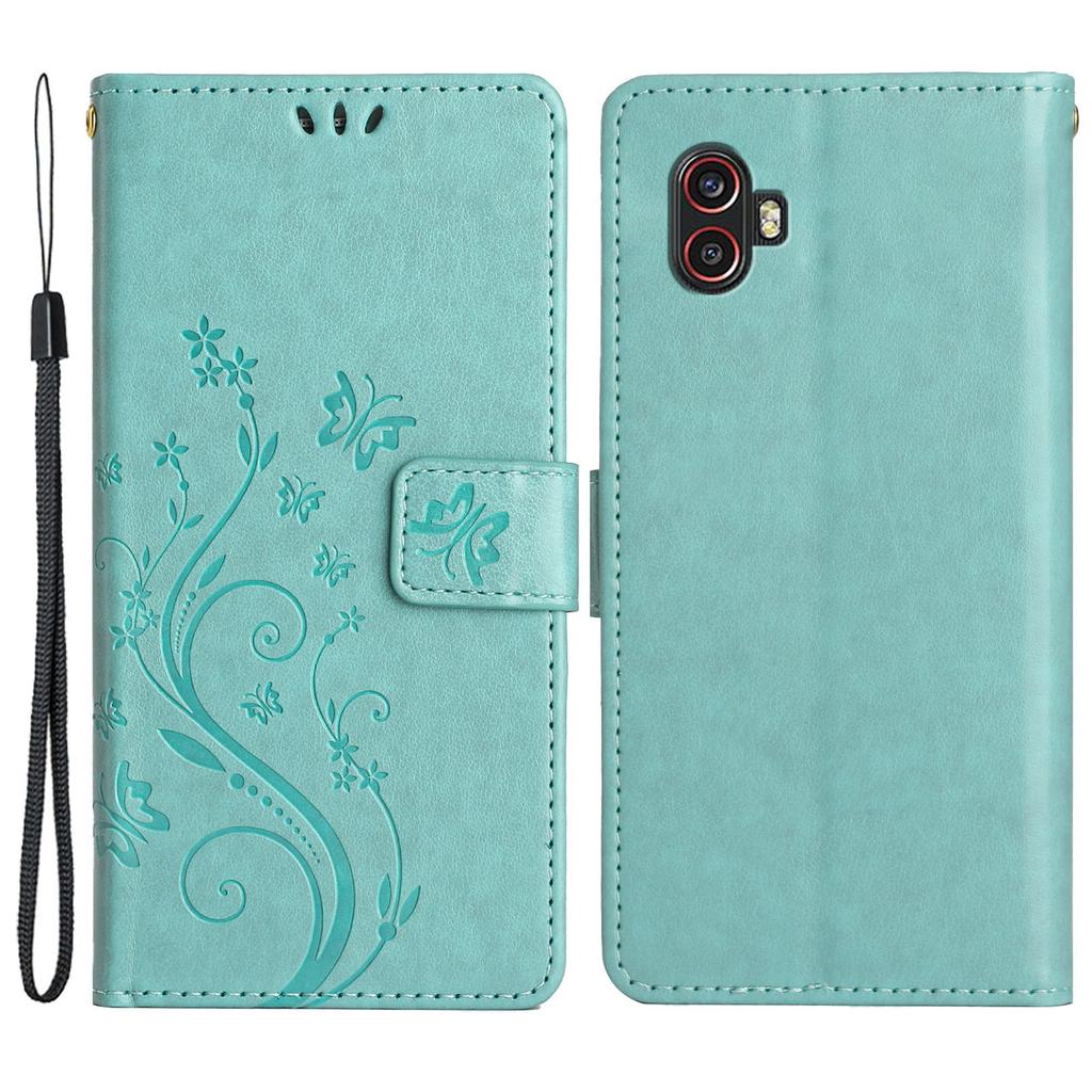 For Samsung Galaxy Xcover6 Pro 5G Wallet Phone Case Butterfly Floral Leather Flip Cover