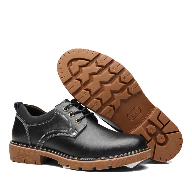 2024 Men's Fashion Leather Work Shoes Lace Up Casual Shoes Genuine Leather Male Student Skate Shoe Low Shoes Zapatos De Hombre