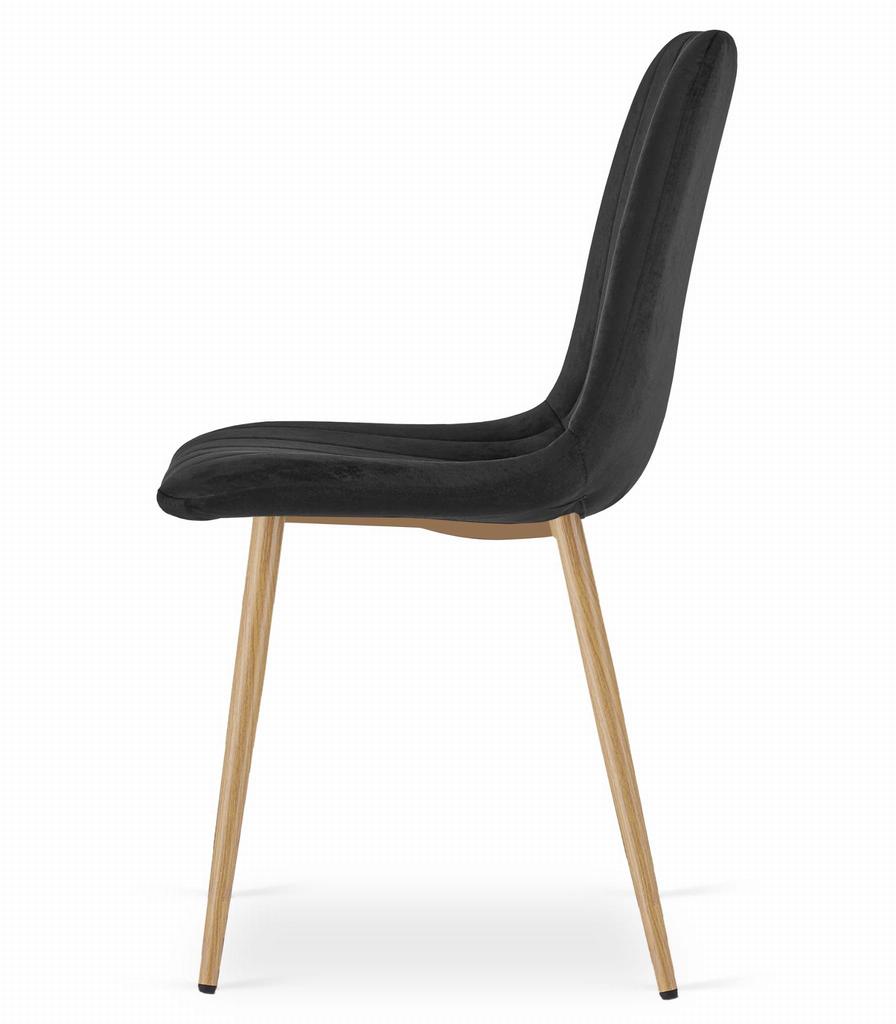 LAVA Chair - Black Velvet / Wood Color Legs X 4