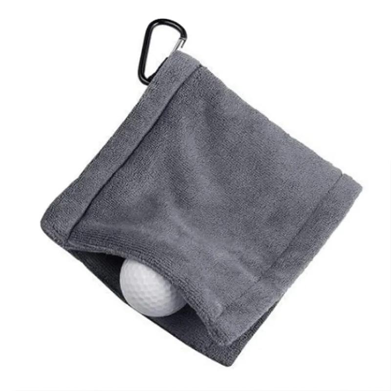 1Pcs Grey Outdoor Sports Towe Golf Ball Cleaning Towel Microfiber Scrub Cleaning Club Wipe Ball Towel Golf Ball Cleaning Towel