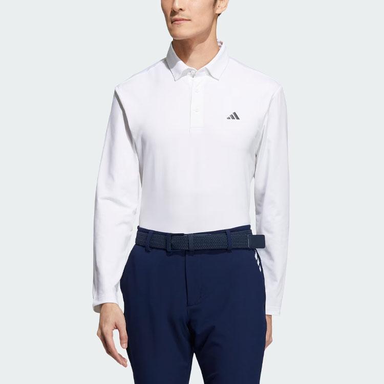 Adidas Aeroready Core Polo Shirt Solid Logo Golf Long Sleeve Polo Men tops White IA2699