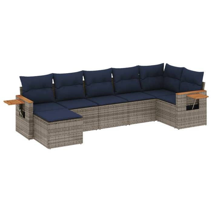 VidaXL Salon de Jardin avec Coussins 7 pcs, Canapés de Patio, Ensemble de Meubles, Mobilier de Terrasse Exterieur, Gris 3227034