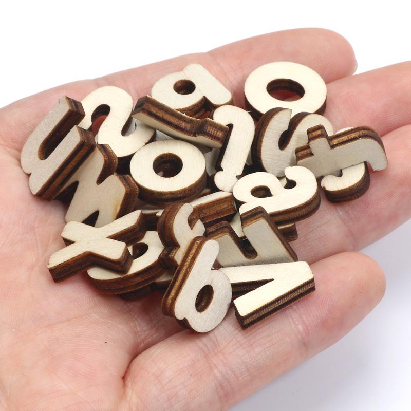 50pcs 15/20/25mm Mixed Letter Wood Crafts Blanks Wood Slices For Wedding Decoration Handmade Woodwork Diy Craft Supplies legno