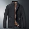 Men's Plus-Size Thick Fleece-Lined Stand Collar Jacket - Casual Fashion for Middle Age