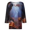 Damen Lässige Mode V-Ausschnitt Locker Vielseitig Halloween-Print Dreiviertelarm Oberteil