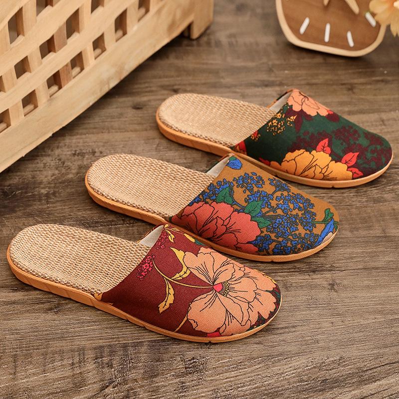 Four Seasons Ethnic Style Retro Linen Headband Slippers for Men & Women - Thick Sole, Indoor Use, Spring/Summer Sandals.