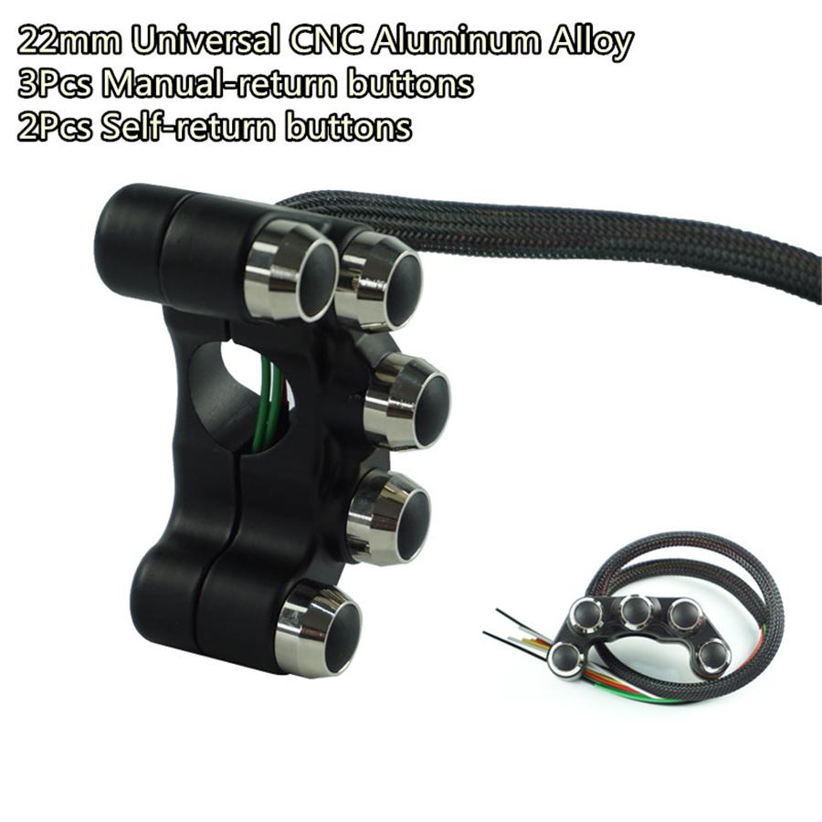Motorcycle 7/8"Handlebar Headlamp Hazard Brake Self Latch+Reset Buttons Switch