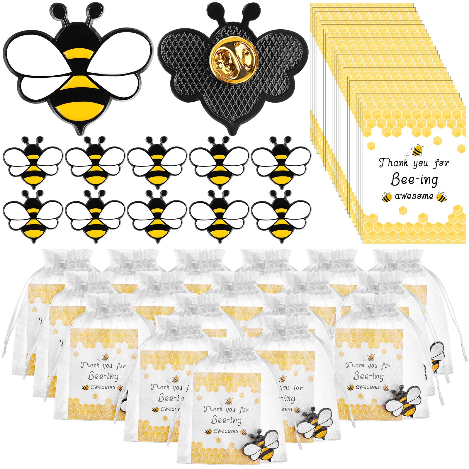 25 Sets Employee Appreciation Gifts Bee Lapel Pin Thank You Inspirational Cards Bulk Organza Bag For Women Men Teacher Coworker Staff