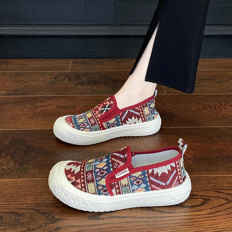 

CRLAYDK Women s Penny Loafers Classic Driving Printed Fabric Moccasins Casual Slip On Comfort Lightweight Ladies Flat Boat Shoes 40