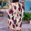 Women Plus Size V Neck Long Sleeve Geometric Printed Fitted Knee Length Dress
