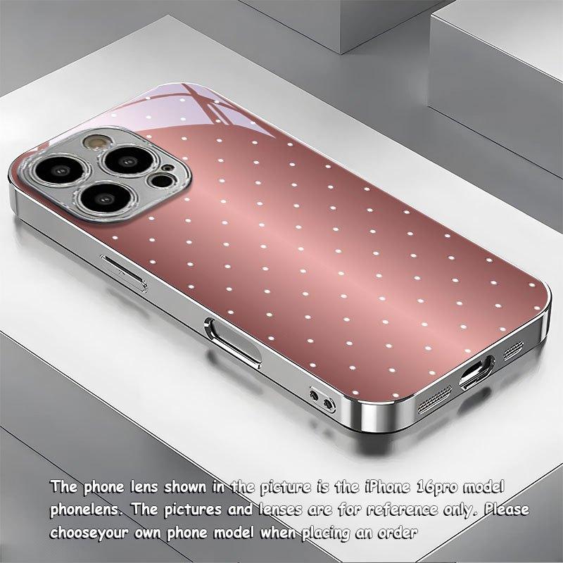 Simple and Sweet New Electroplated Silver Phone Case with White Polka Dot Pattern for iPhone 17 16 15 14 13 12 11 etc