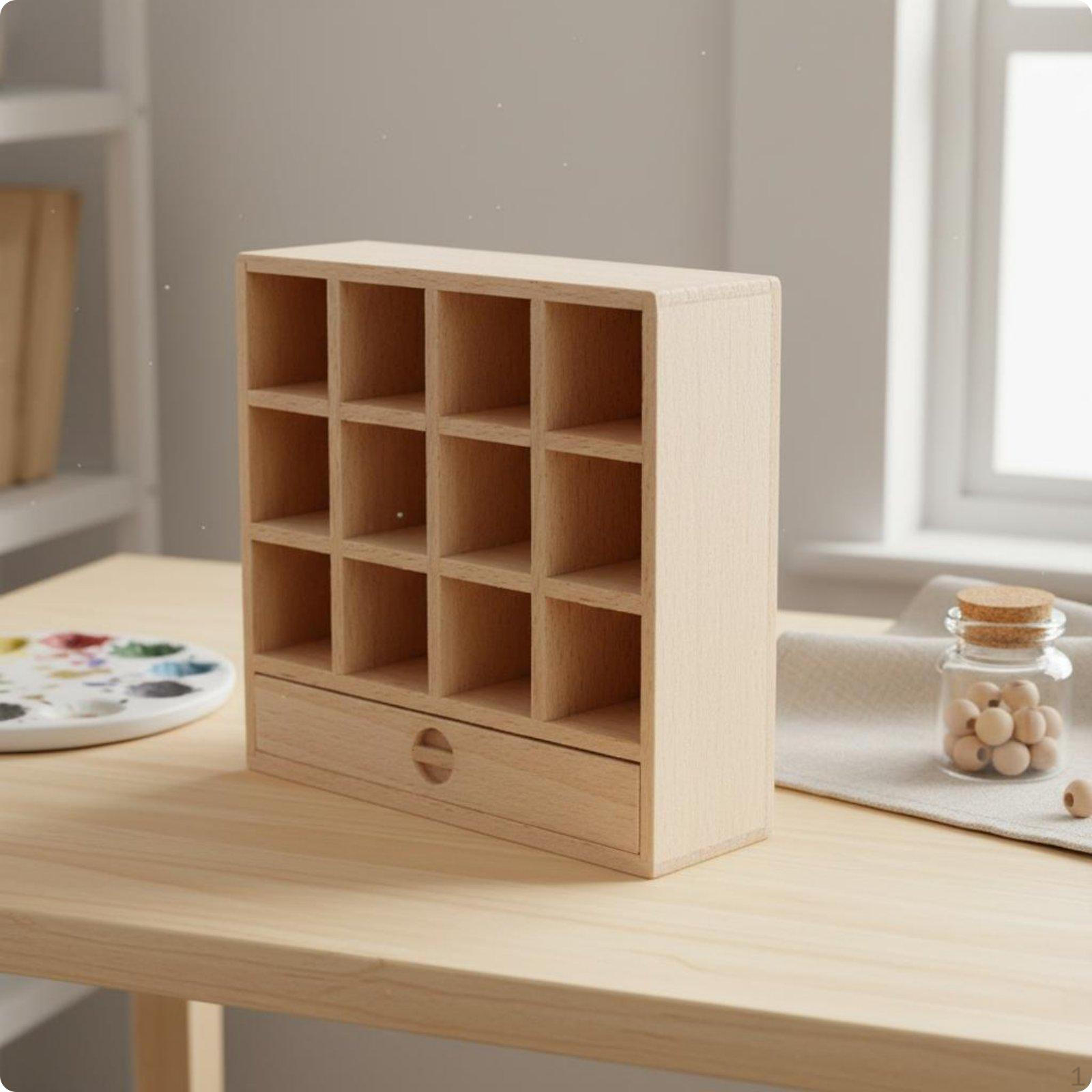 1/12 Scale Dollhouse Cabinet Unfinished 12 Compartment Beech Wood