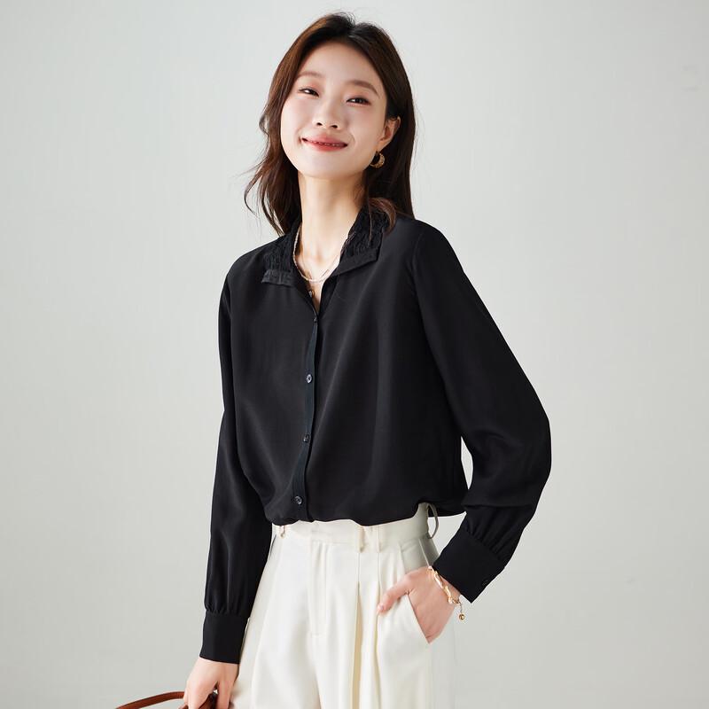 SOFSIL Women s 2026 Spring Silk Lace Collar Shirt M