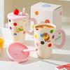 Apple Sippy Cup for Girls Birthday Girl Heart Cat Sippy Cup Cute Ceramic Mug Souvenir Gift Box