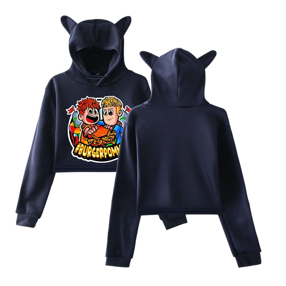 Short Hoodies Women Icrimax Burgerpommes Printed Lady Sweatshirt Tracksuit Long Sleeve Female Cropped Top Fashion Korean Clothes Harajuku