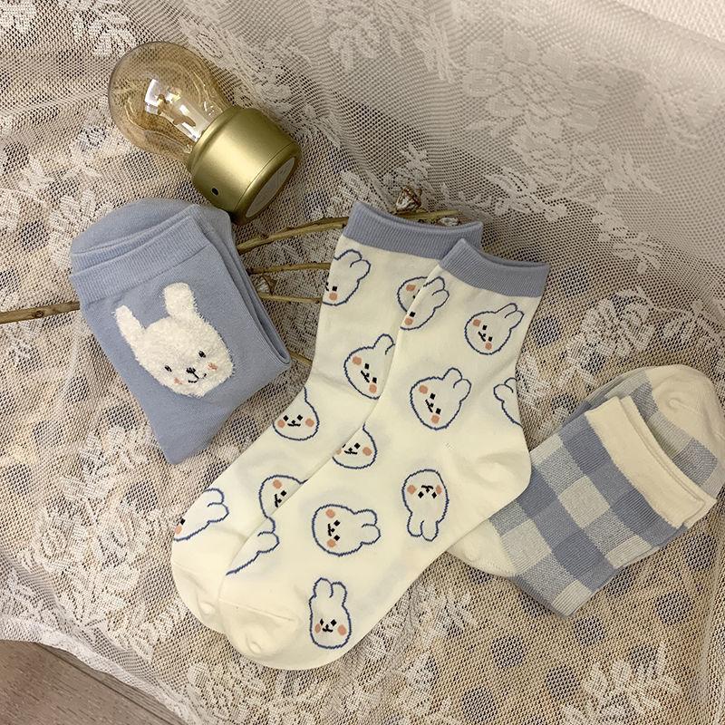 Cute Cartoon Rabbit Tube Socks Soft Sister Lolita Big-Eared Dog Cotton Socks Children Animation Loli Student Socks