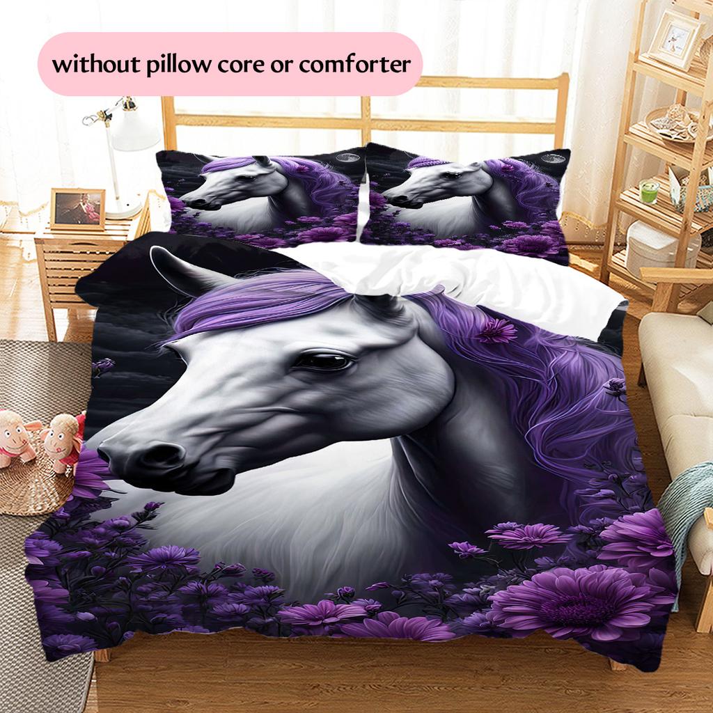 1PC Horse Bedding Quilt Set Quilt Cover Pillowcase Home Decoration Birthday Gift (1 * duvet cover + 15 * pillowcase, without core)