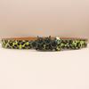 Women's Men's Oversized Belt Leopard Print Rhinestones Embellished Rivets Accent Western Girdle for Hip Hop Event