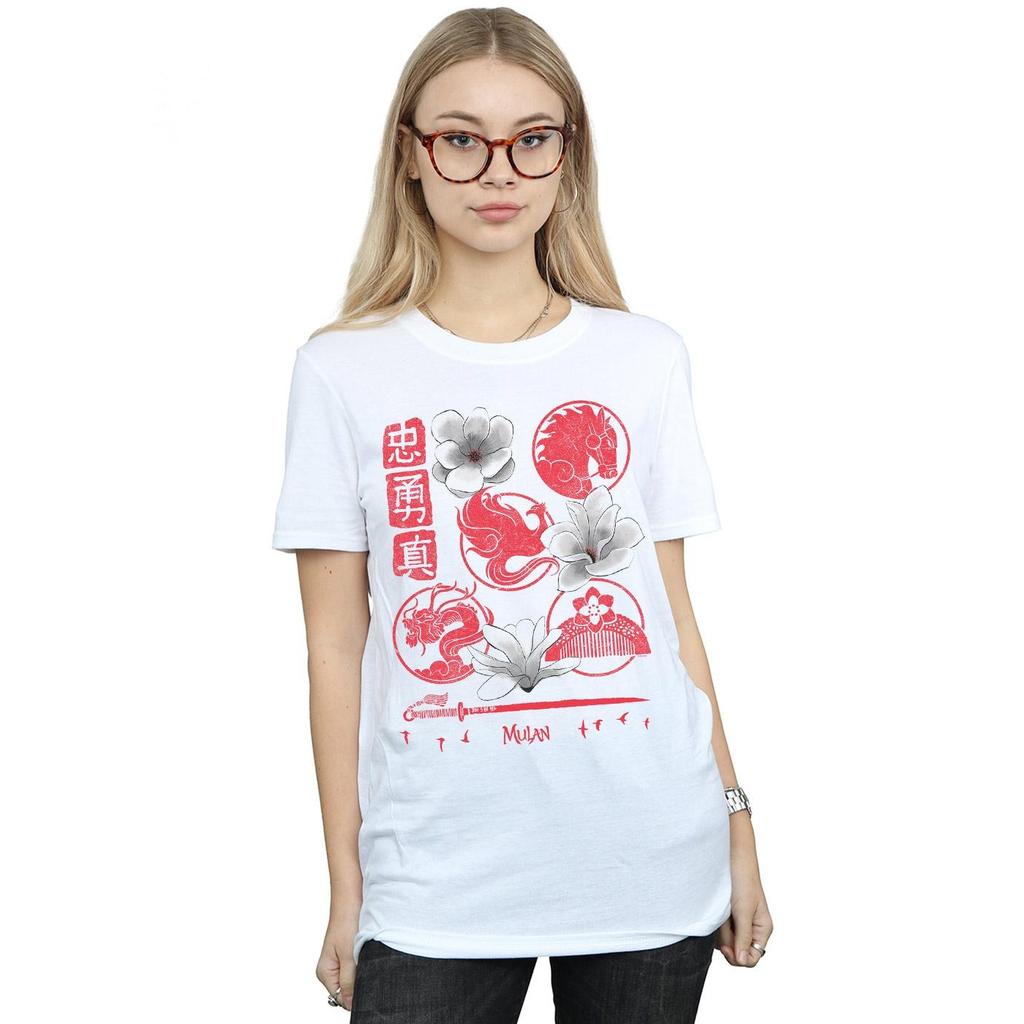 Disney Womens/Ladies Mulan Movie Icons Cotton Boyfriend T-Shirt