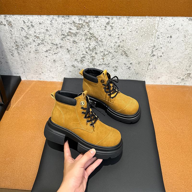 European Station Leather Martin Boots Women's 2025 New Retro Short Boots Women's Big Head Tooling Boots Children's Platform Casual Shoes