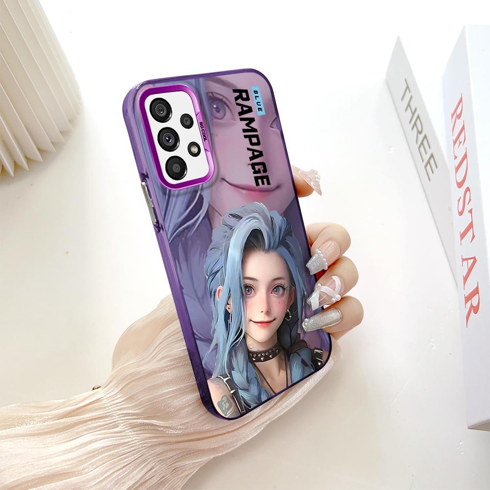 

Двусторонний твердый корпус с разноцветным узором и серебряным противоударным корпусом для телефона Samsung Samsung M15 5G темно-фиолетового